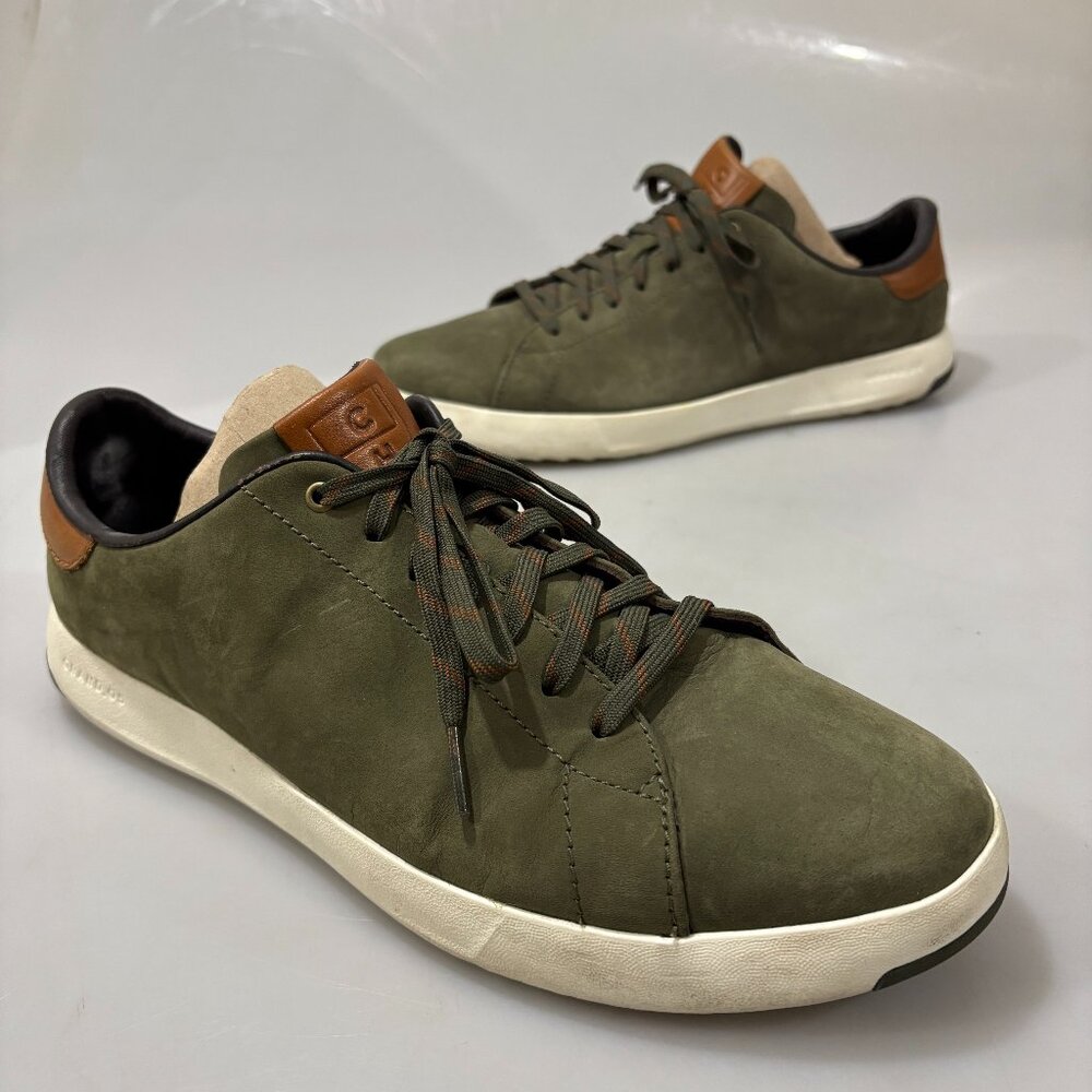 Cole Haan 10.5 GrandPrø Green Suede with Tan Accents Tennis Sneakers Gym Shoes